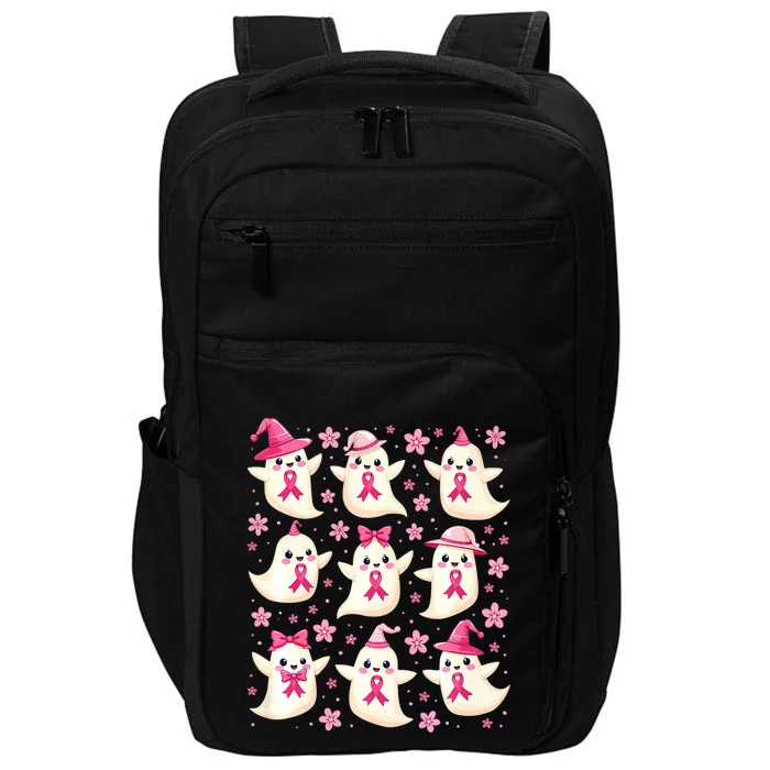 Cute Coquette Ghost Hold Pinkribbon Breast Cancer Awareness Premium Impact Tech Backpack