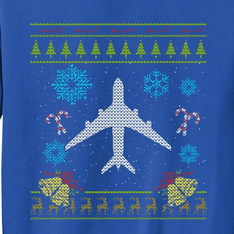 Christmas Cute Gift Airplane Pilot Christmas Ugly Tall Sweatshirt