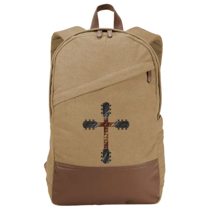 Cool Christian Guitar Cross Funny Musician Guitarist Gift Cotton Canvas Backpack