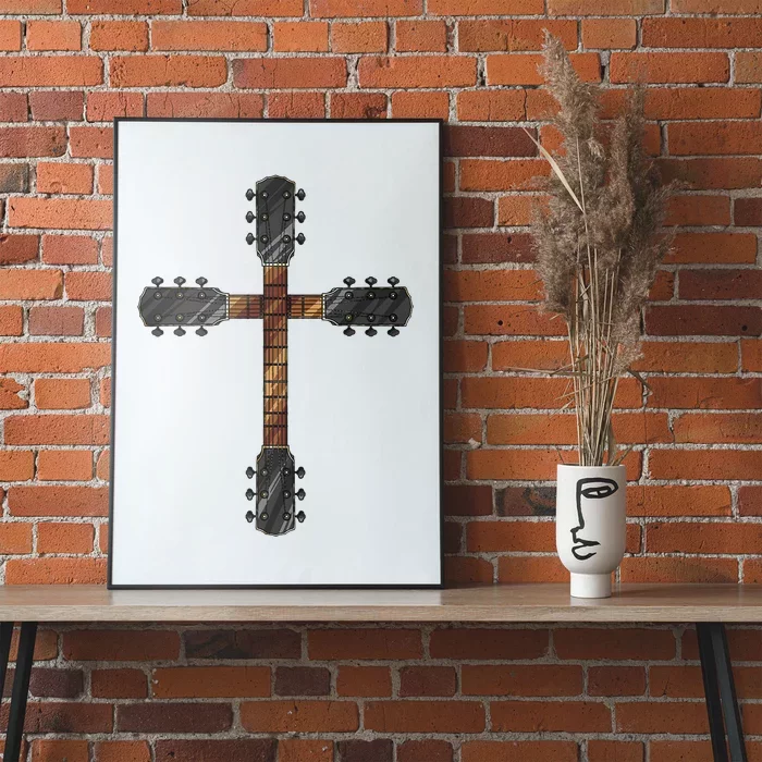 Cool Christian Guitar Cross Funny Musician Guitarist Gift Poster