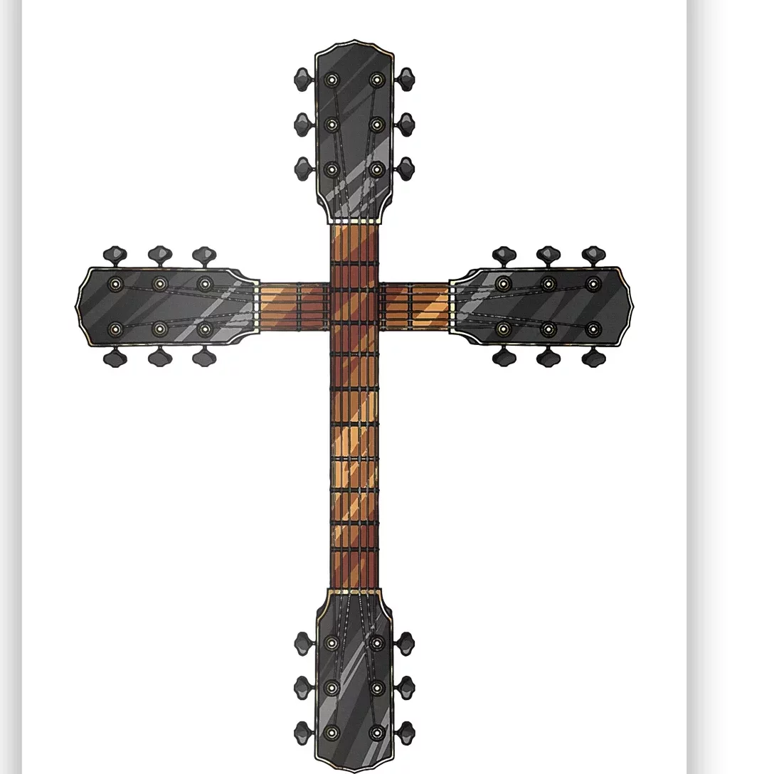 Cool Christian Guitar Cross Funny Musician Guitarist Gift Poster