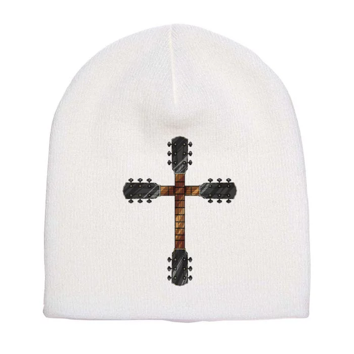 Cool Christian Guitar Cross Funny Musician Guitarist Gift Short Acrylic Beanie