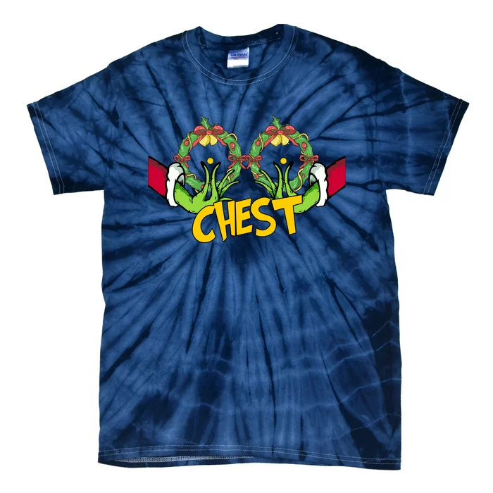 Christmas Chest Grinchmas Holiday Season Funny Boobs Tie-Dye T-Shirt