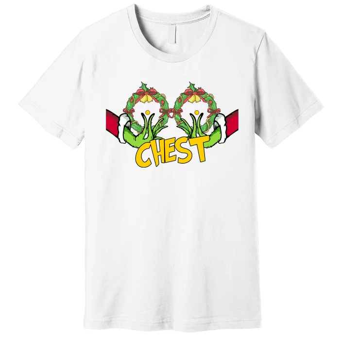 Christmas Chest Grinchmas Holiday Season Funny Boobs Premium T-Shirt