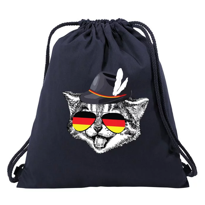 Cute Cat German Flag Oktoberfest Pride Germany Festival Drawstring Bag