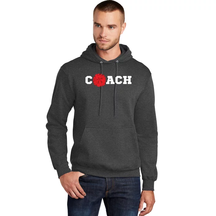 Cheer Coach Gift Cheerleading Cheerleader Red Pom Pom Squad Hoodie