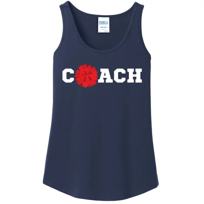 Cheer Coach Gift Cheerleading Cheerleader Red Pom Pom Squad Ladies Essential Tank