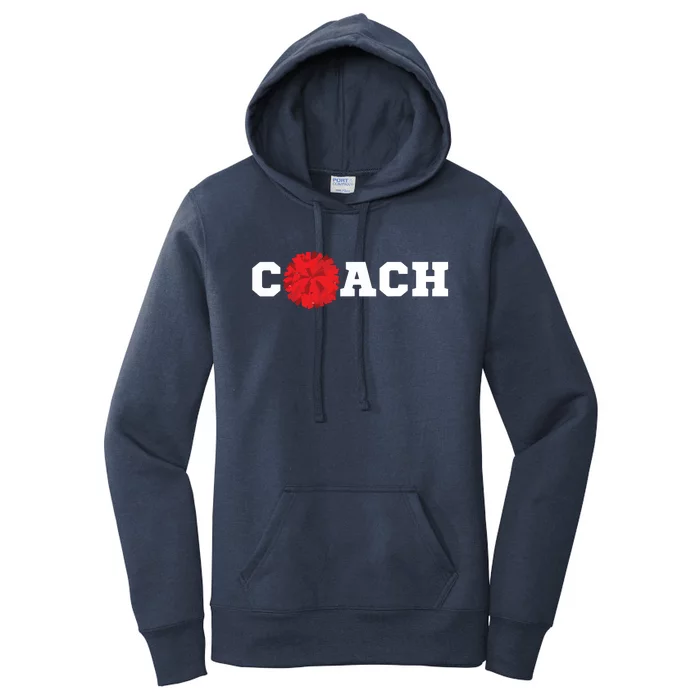 Cheer Coach Gift Cheerleading Cheerleader Red Pom Pom Squad Women's Pullover Hoodie