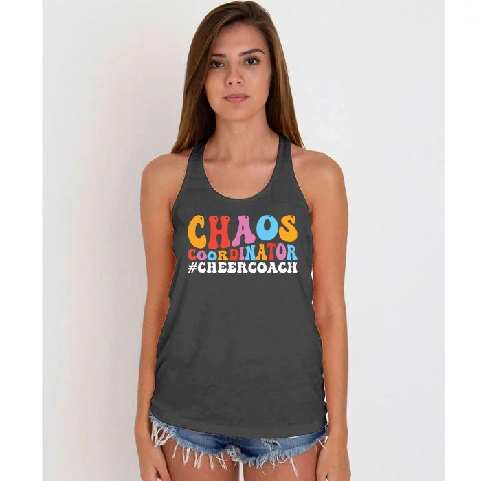 Cheer Coach Groovy Cheerleading Coach Women's Knotted Racerback Tank