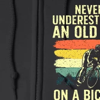 Cool Cycling Grandpa Bicycle Riding Cycle Racing Full Zip Hoodie