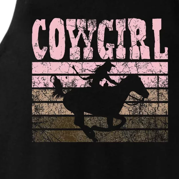 Cowgirl Cow Girl Horse Equestrian Brown Cowgirl Ladies Tri-Blend Wicking Tank