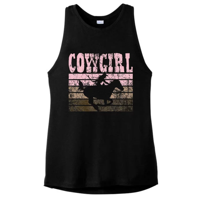 Cowgirl Cow Girl Horse Equestrian Brown Cowgirl Ladies Tri-Blend Wicking Tank