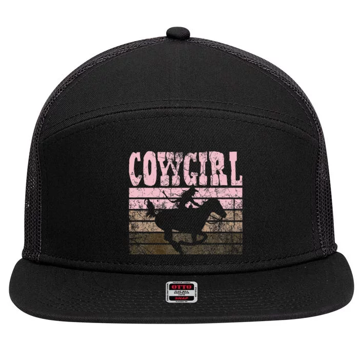 Cowgirl Cow Girl Horse Equestrian Brown Cowgirl 7 Panel Mesh Trucker Snapback Hat