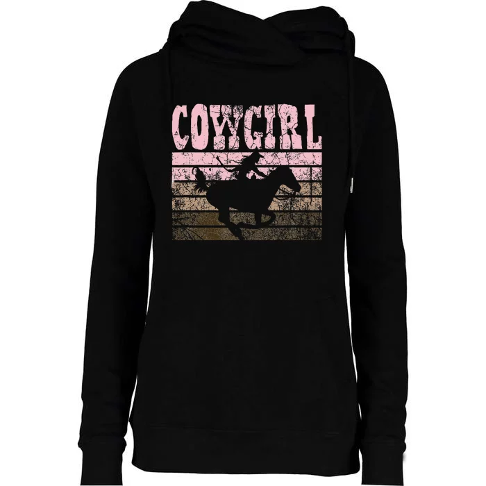 Cowgirl Cow Girl Horse Equestrian Brown Cowgirl Womens Funnel Neck Pullover Hood