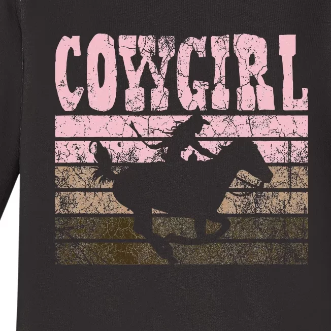 Cowgirl Cow Girl Horse Equestrian Brown Cowgirl Baby Long Sleeve Bodysuit