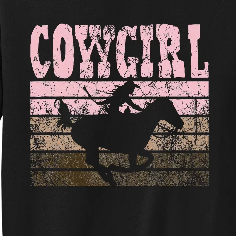 Cowgirl Cow Girl Horse Equestrian Brown Cowgirl Tall Sweatshirt