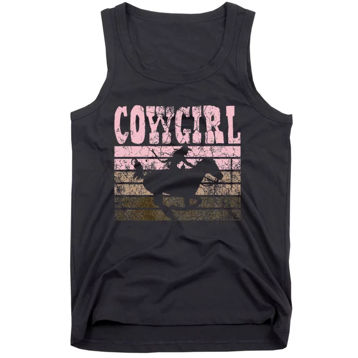 Cowgirl Cow Girl Horse Equestrian Brown Cowgirl Tank Top