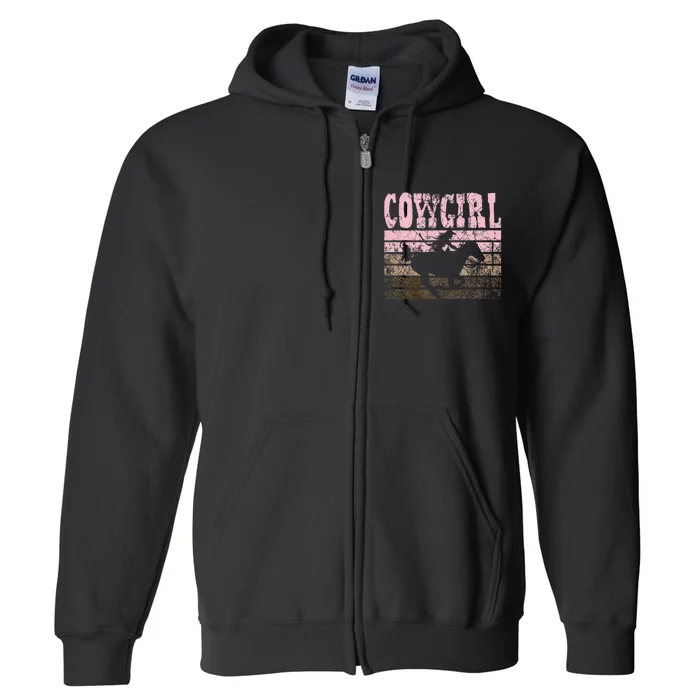 Cowgirl Cow Girl Horse Equestrian Brown Cowgirl Full Zip Hoodie