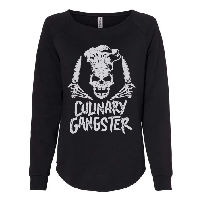 Chef Culinary Gangster Cook Skull Cooking Knife Womens California Wash Sweatshirt