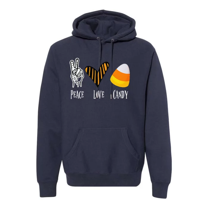 Candy Corn Gift Women Peace Love Fall Halloween Premium Hoodie