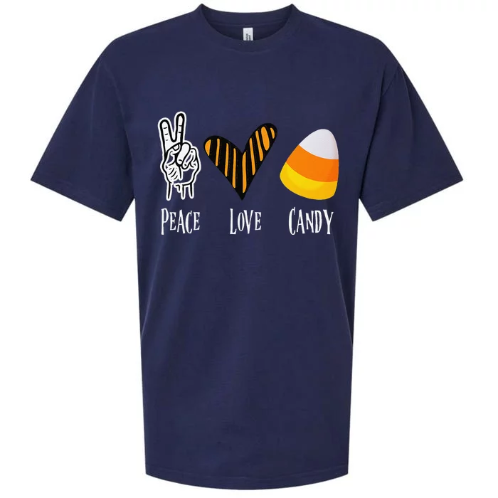 Candy Corn Gift Women Peace Love Fall Halloween Sueded Cloud Jersey T-Shirt