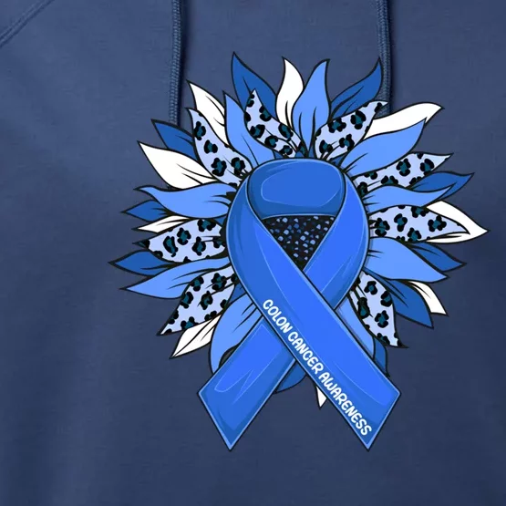 Colon Cancer Gift Sunflower Colon Cancer Awareness Gift Performance Fleece Hoodie