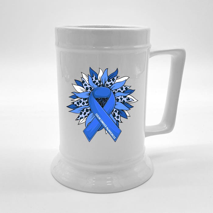 Colon Cancer Gift Sunflower Colon Cancer Awareness Gift Front & Back Beer Stein