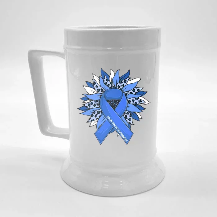 Colon Cancer Gift Sunflower Colon Cancer Awareness Gift Front & Back Beer Stein