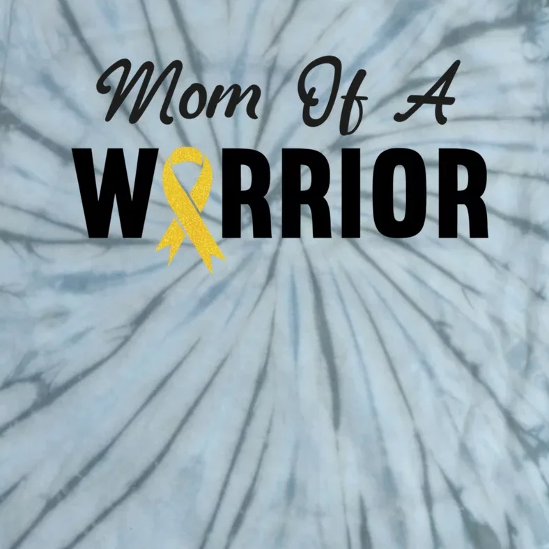 Childhood Cancer Gift Awareness Mom Of A Warrior Messy Bun Gift Tie-Dye T-Shirt