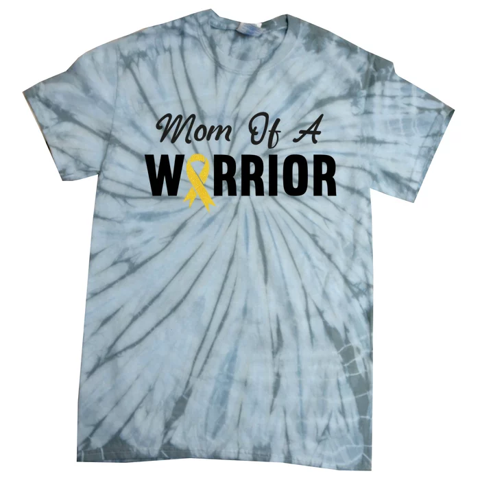 Childhood Cancer Gift Awareness Mom Of A Warrior Messy Bun Gift Tie-Dye T-Shirt