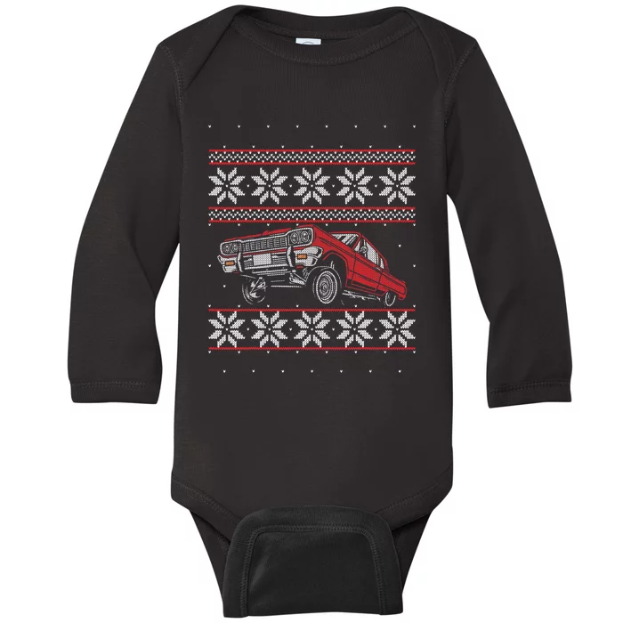 Classic Car Guys Matching Ugly Christmas Old Car Enthusiasts Baby Long Sleeve Bodysuit