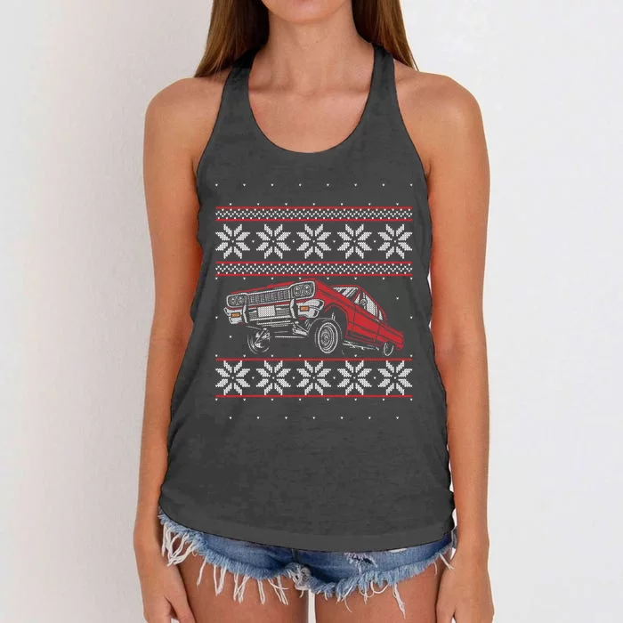 Classic Car Guys Matching Ugly Christmas Old Car Enthusiasts Women's Knotted Racerback Tank