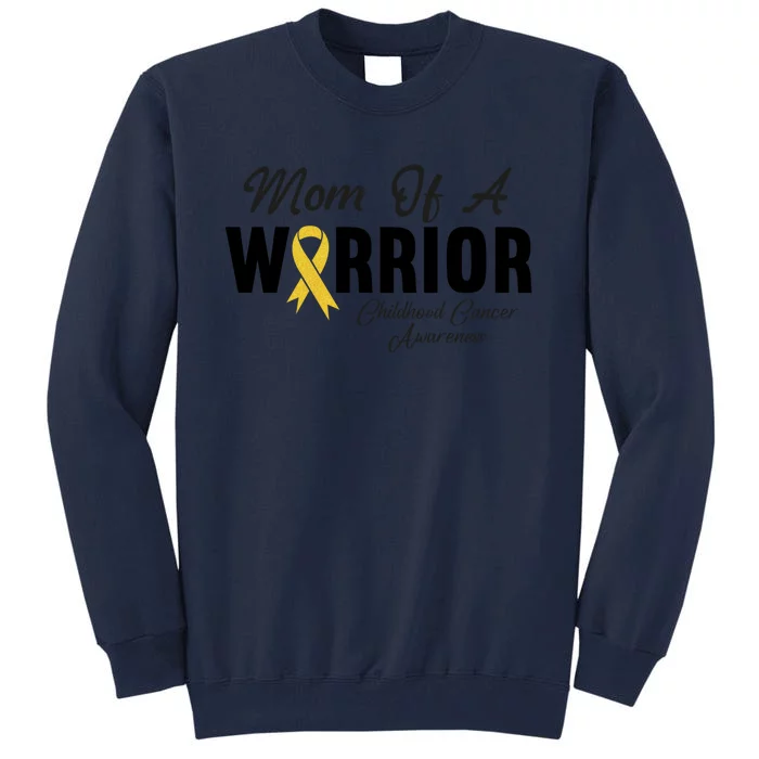 Childhood Cancer Gift Awareness Mom Of A Warrior Messy Bun Gift Tall Sweatshirt