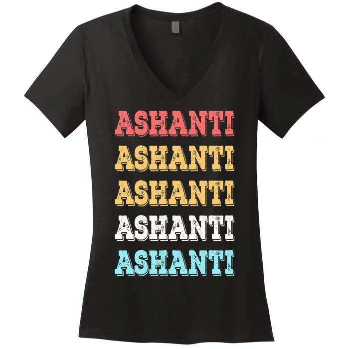 Cute Custom Gift Ashanti Name Personalized Women's V-Neck T-Shirt