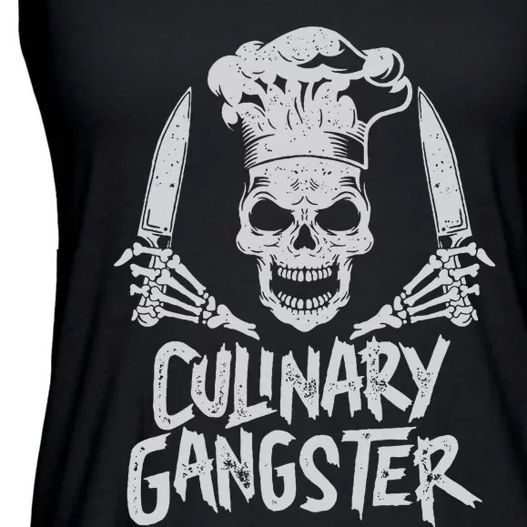 Chef Culinary Gangster Cook Skull Cooking Knife Ladies Essential Flowy Tank