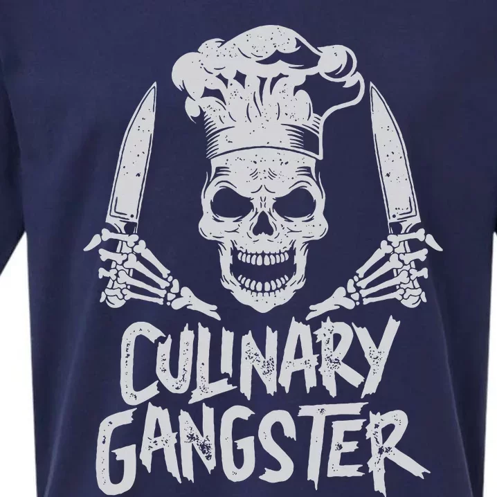 Chef Culinary Gangster Cook Skull Cooking Knife Sueded Cloud Jersey T-Shirt