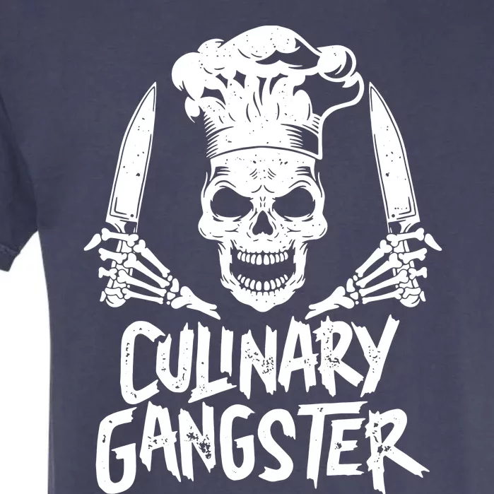 Chef Culinary Gangster Men Women Cook Skull Cooking Knife Garment-Dyed Heavyweight T-Shirt