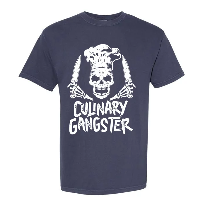 Chef Culinary Gangster Men Women Cook Skull Cooking Knife Garment-Dyed Heavyweight T-Shirt