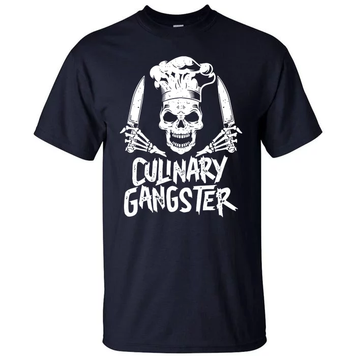 Chef Culinary Gangster Men Women Cook Skull Cooking Knife Tall T-Shirt