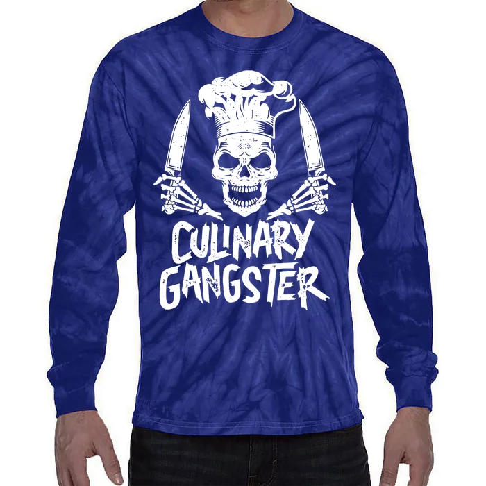 Chef Culinary Gangster Men Women Cook Skull Cooking Knife Tie-Dye Long Sleeve Shirt