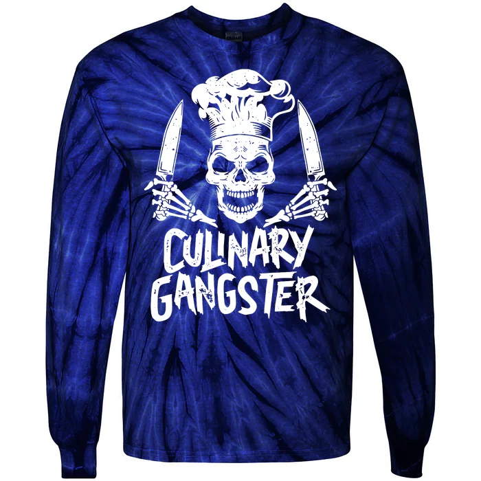 Chef Culinary Gangster Men Women Cook Skull Cooking Knife Tie-Dye Long Sleeve Shirt