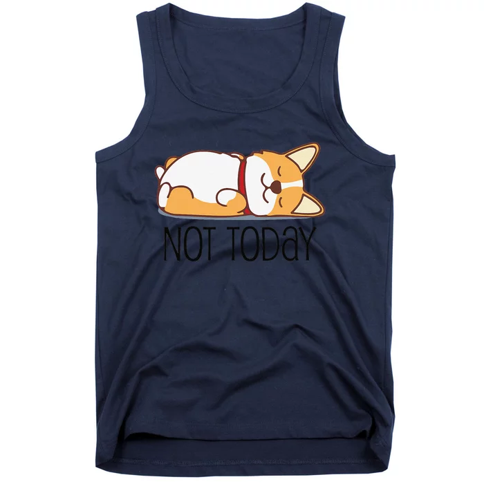 Cute Corgi Gift Funny Dog Lover Not Today Lazy Animal Short Sleeve Tank Top