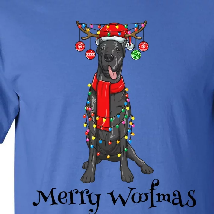 Christmas Cute Great Dane Dog Holiday Lights Merry Woofmas Gift Tall T-Shirt