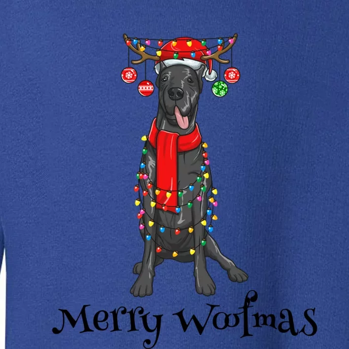 Christmas Cute Great Dane Dog Holiday Lights Merry Woofmas Gift Toddler Sweatshirt