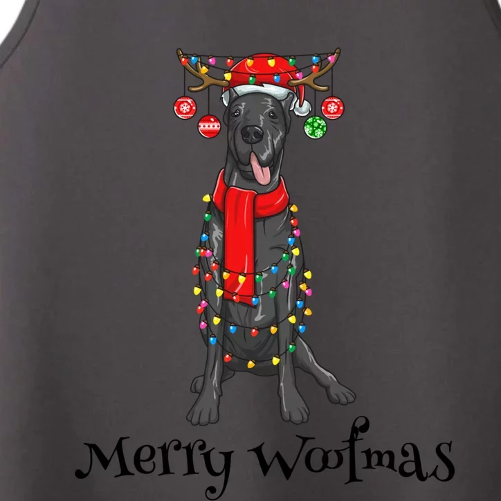 Christmas Cute Great Dane Dog Holiday Lights Merry Woofmas Gift Performance Tank