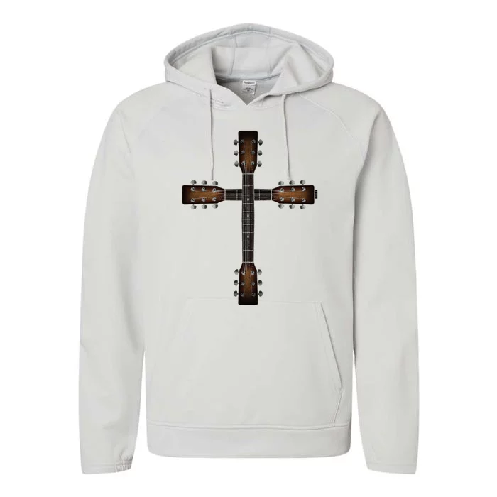 Cool Christian Guitar Cross Cute Musician Guitarist Performance Fleece Hoodie