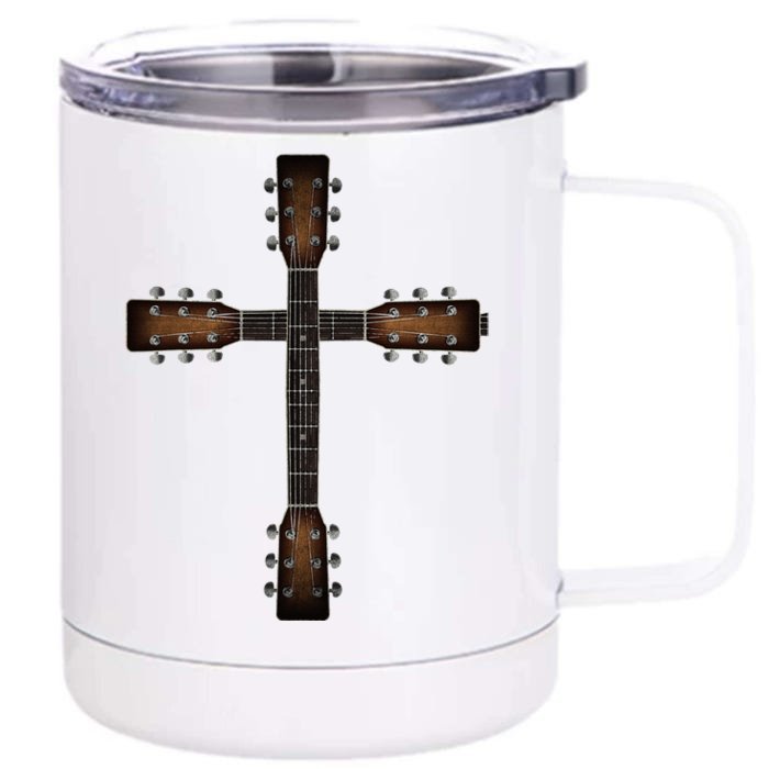 Cool Christian Guitar Cross Cute Musician Guitarist Front & Back 12oz Stainless Steel Tumbler Cup