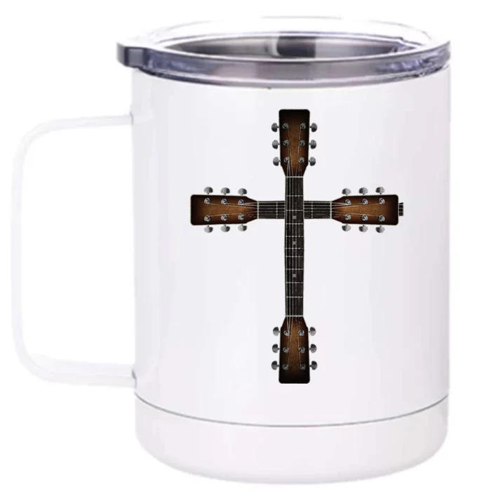 Cool Christian Guitar Cross Cute Musician Guitarist Front & Back 12oz Stainless Steel Tumbler Cup