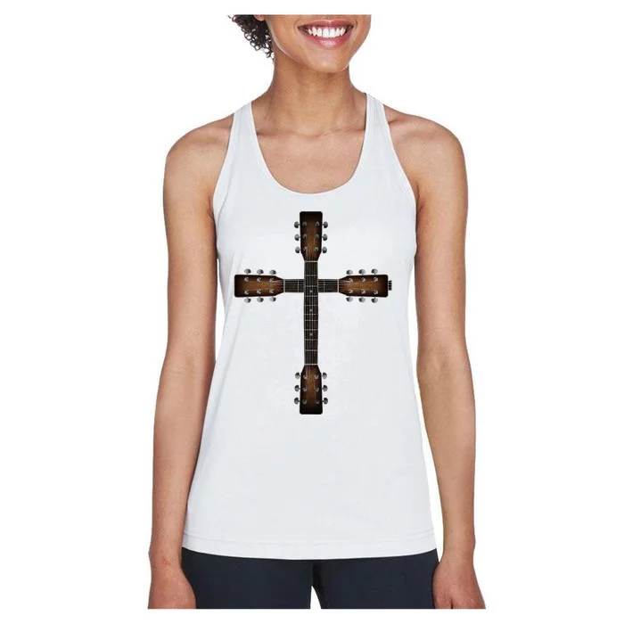 Cool Christian Guitar Cross Cute Musician Guitarist Women's Racerback Tank