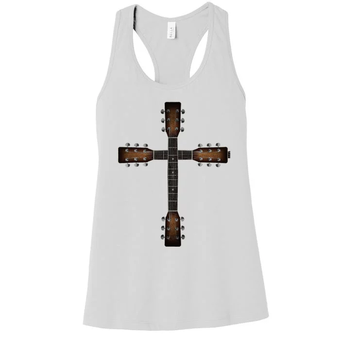 Cool Christian Guitar Cross Cute Musician Guitarist Women's Racerback Tank